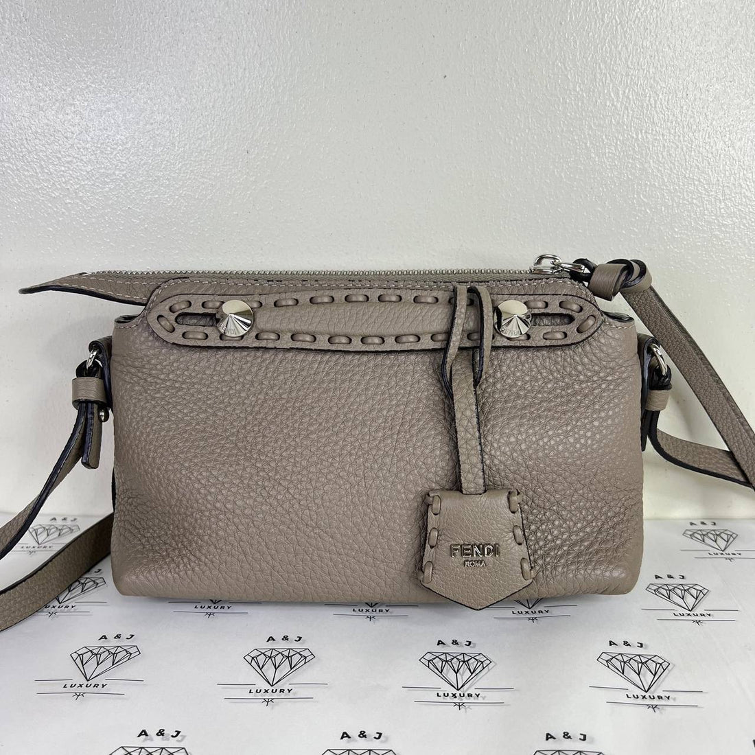 [PRE LOVED] Fendi Mini By The Way Selleria in Gray Grained Leather SHW
