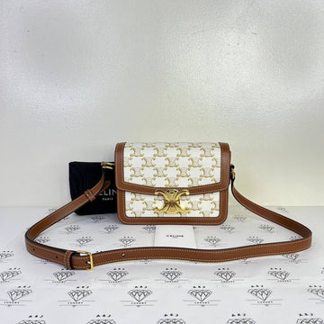 [PRE LOVED] Celine Teen Triomphe in White Canvass GHW