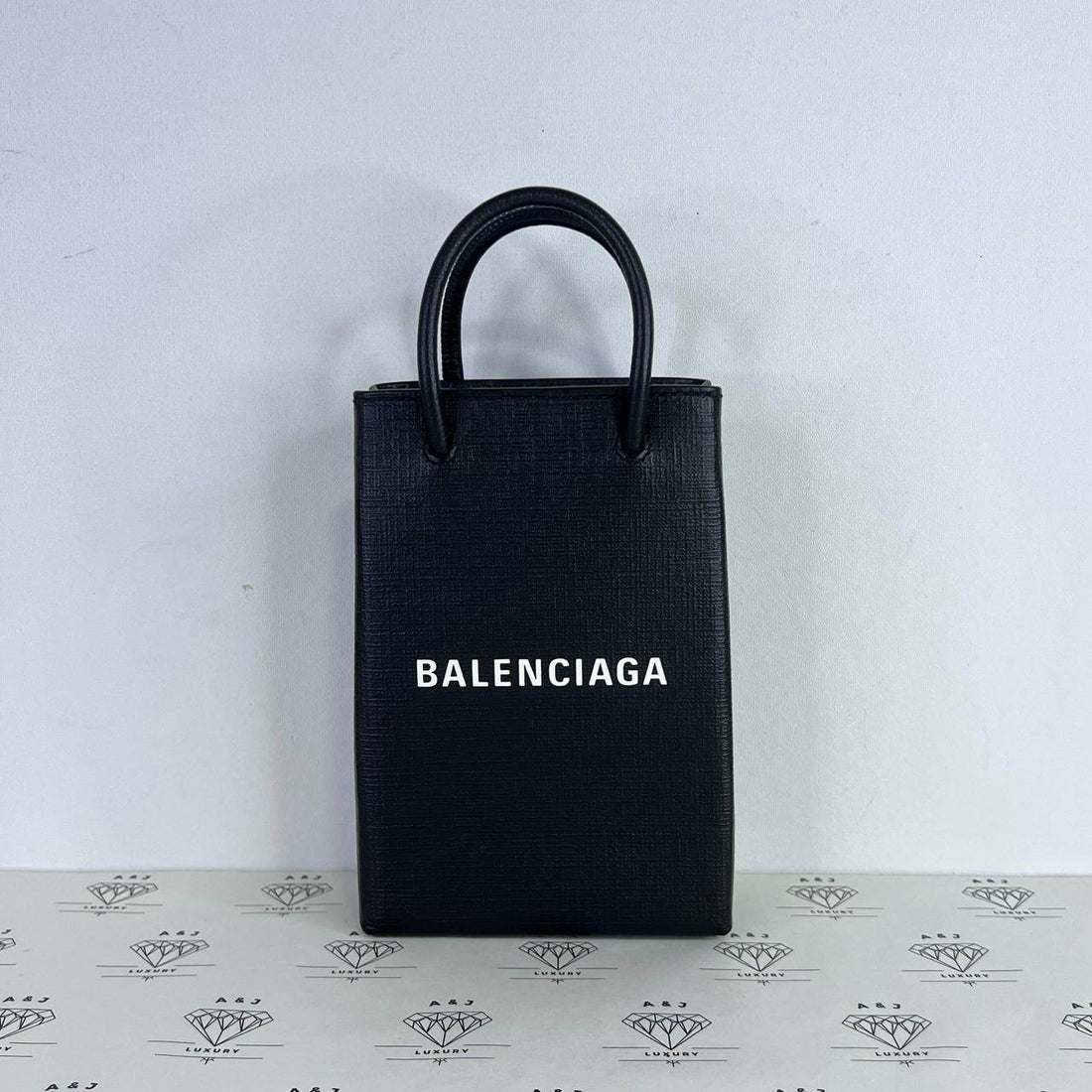 [PRE LOVED] Balenciaga Phone Holder Shopping Bag in Black SHW