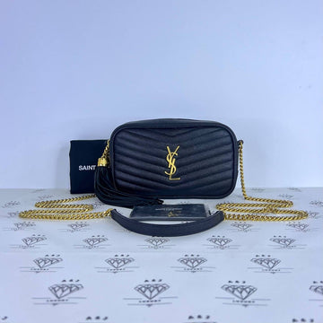 [PRE LOVED] YSL Lou Camera Bag in Black Grain De Poudre GHW