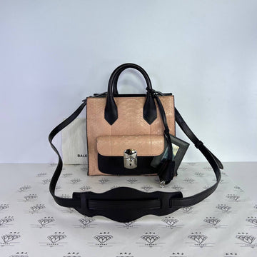 [PRE LOVED] Balenciaga Padlock All Afternoon Bag in Black and Beige Python SHW