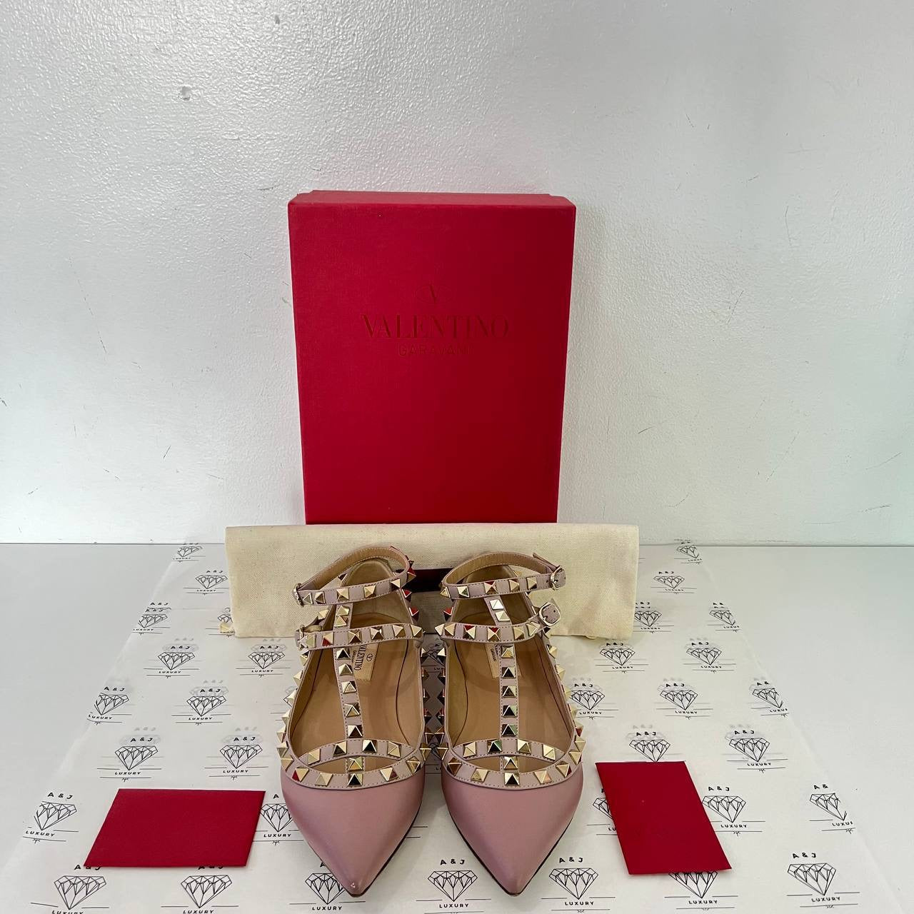 [PRE LOVED] Valentino Rockstud Caged Flats in Pink Size 36EU