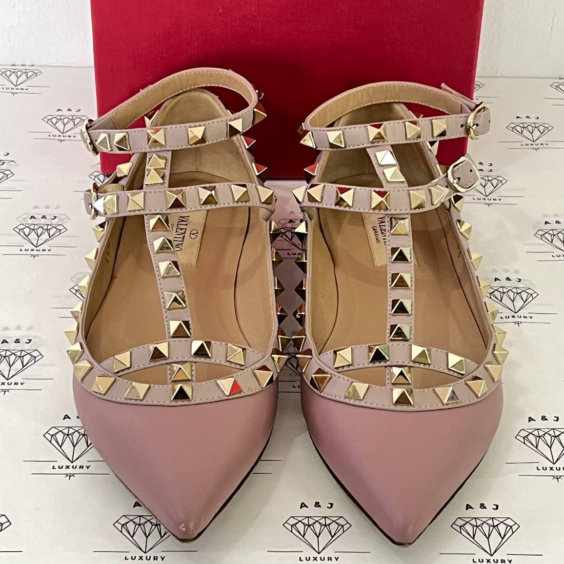 [PRE LOVED] Valentino Rockstud Caged Flats in Pink Size 36EU