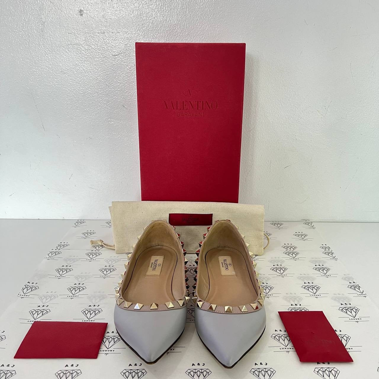 [PRE LOVED] Valentino Rockstud Ballerina Flats in Blue Size 36EU