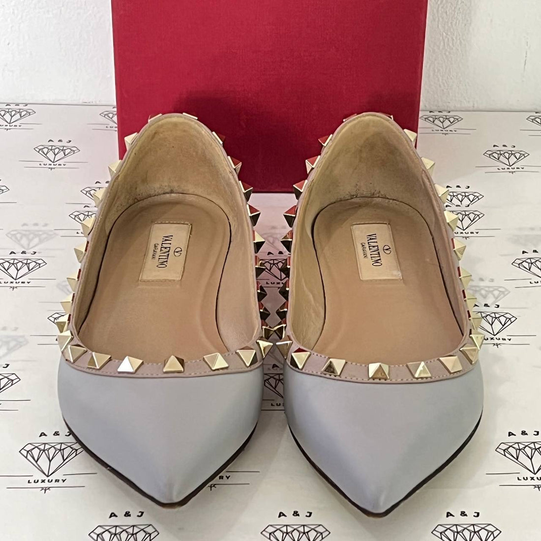 [PRE LOVED] Valentino Rockstud Ballerina Flats in Blue Size 36EU