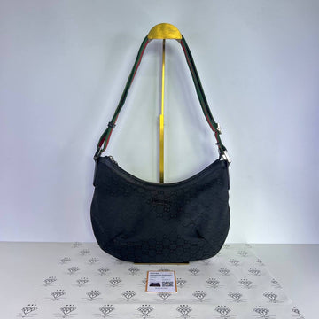 [PRE LOVED] Gucci Half Moon Shoulder Bag in Black Canvass SHW