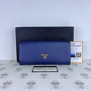 [PRE LOVED] Prada 1ML290 Saffiano Metal Wallet on Chain in Bluette GHW