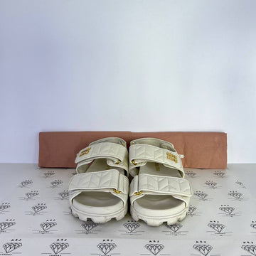 [PRE LOVED] Miu Miu Nappa Dad Sandals in White Size 37EU