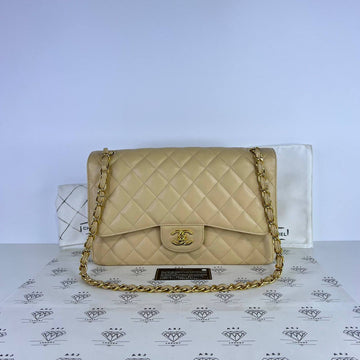 [PRE LOVED] Chanel Classic Jumbo Double Flap in Beige Clair Caviar Leather GHW (Series 23)