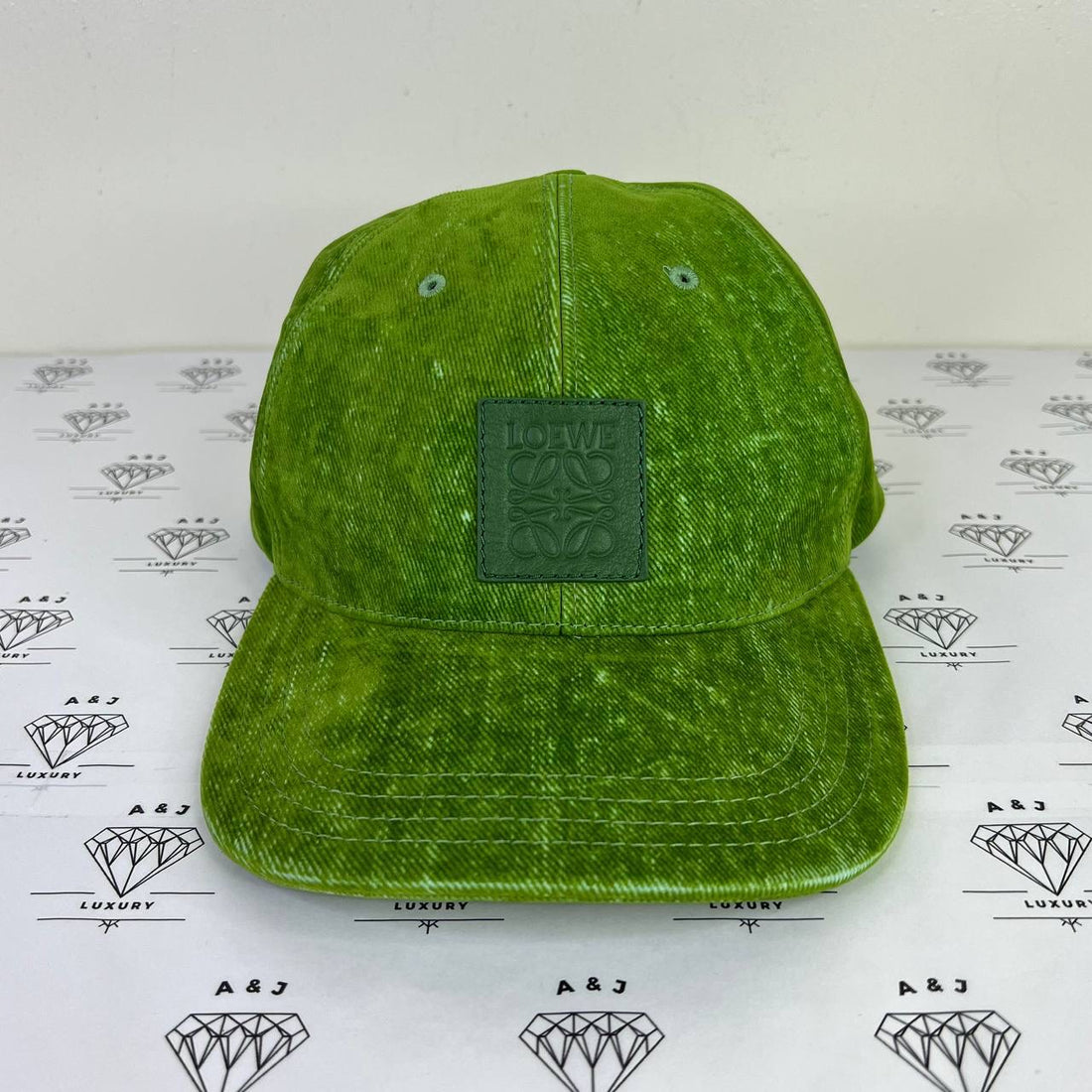 [PRE LOVED] Loewe Patch Cap in Green Flocked Denim