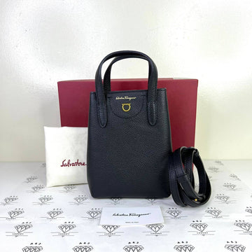 [PRE LOVED] Salvatore Ferragamo Gancini Mini Tote in Black GHW