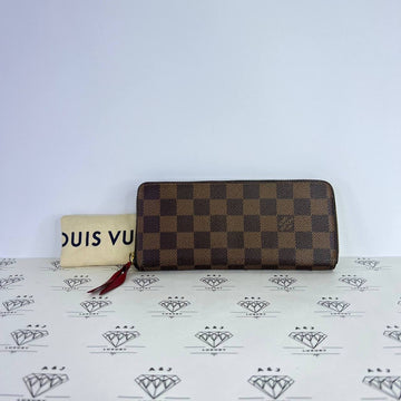 [PRE LOVED] Louis Vuitton Clemence Wallet in Damier Ebene Canvass Cerise interior (SF4129)