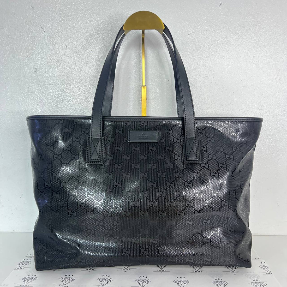 [PRE LOVED] Gucci Patent Tote Bag in Black