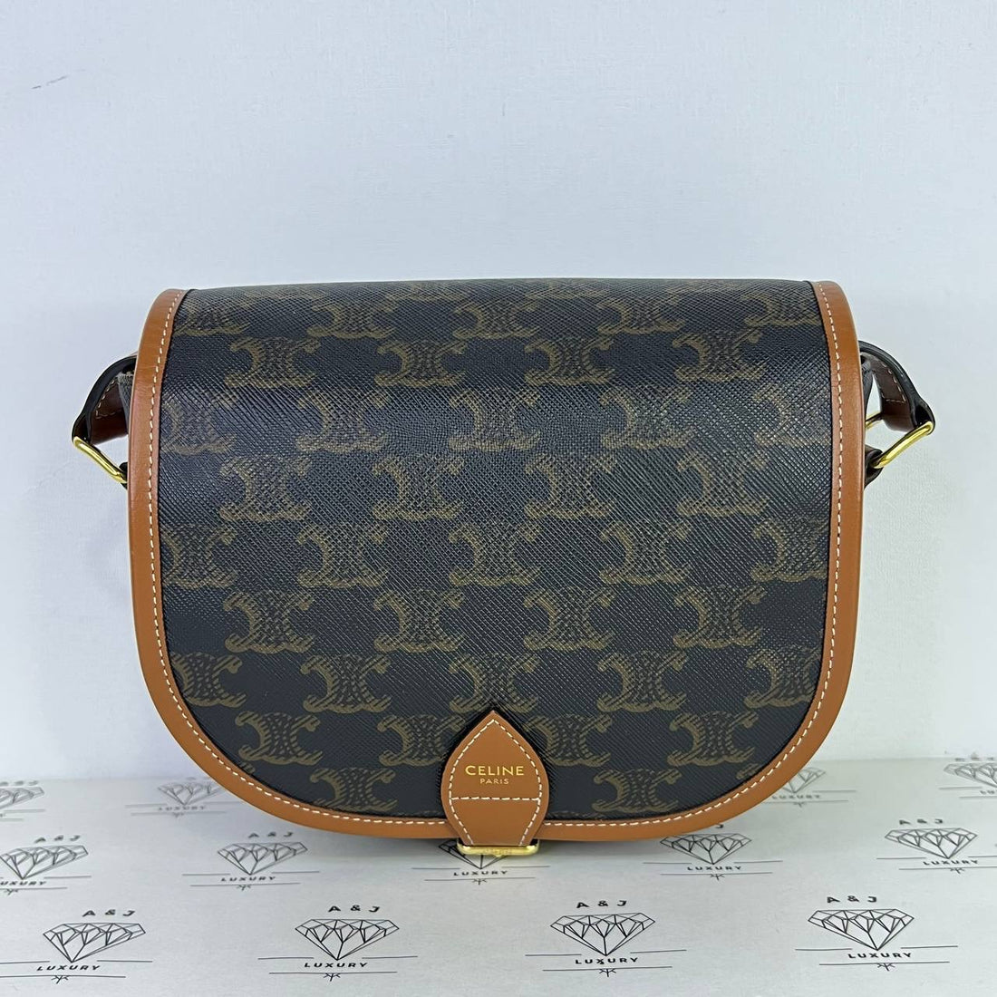 [PRE LOVED] Celine Folco Triomphe Crossbody in Tan