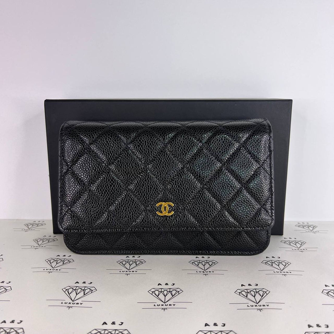 [PRE LOVED] Chanel Classic Wallet on Chain in Black Caviar Leather GHW (microchipped)