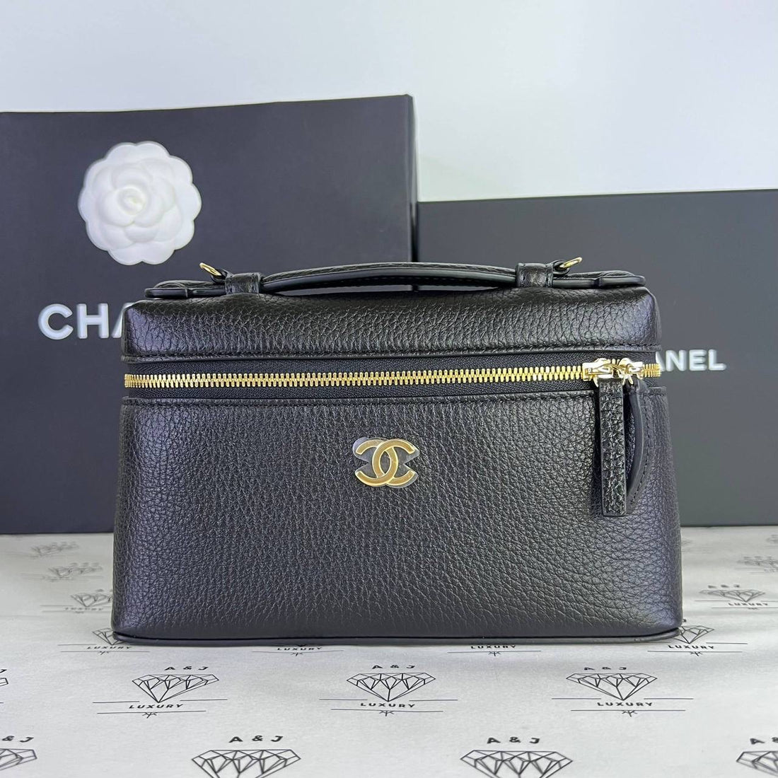 [BRAND NEW] Chanel 26A Collection Small Vanity with Chain in Black Caviar Leather GHW (microchipped)