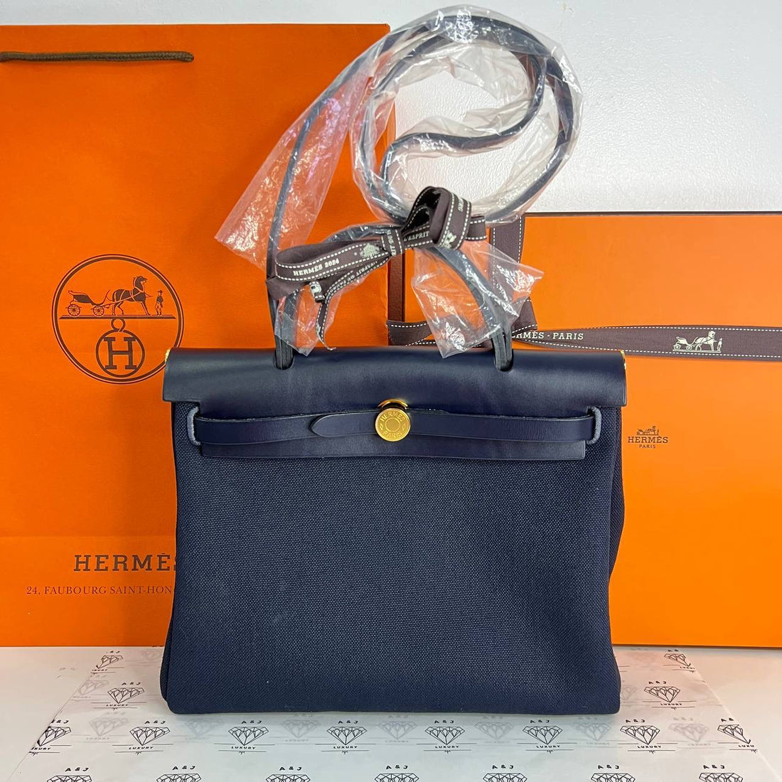 [PRE LOVED] Hermes Herbag Zip 31 in Bleu Indigo Toile GHW (Stamp K - 2025)