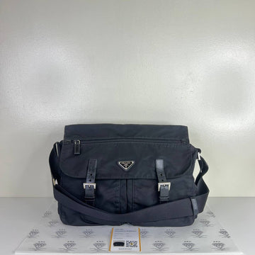 [PRE LOVED] Prada Nylon Messenger Bag in Black SHW