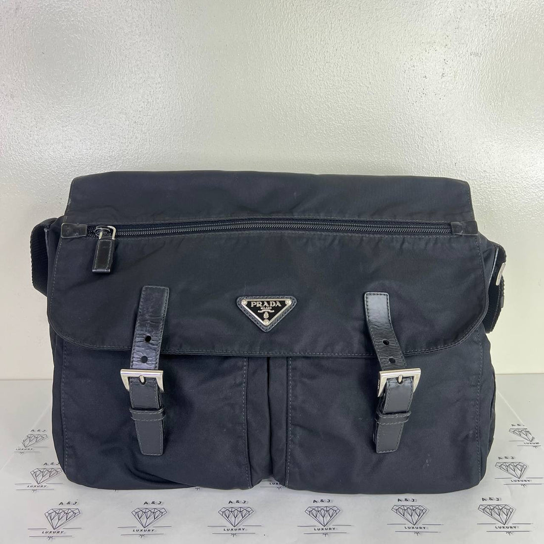 [PRE LOVED] Prada Nylon Messenger Bag in Black SHW