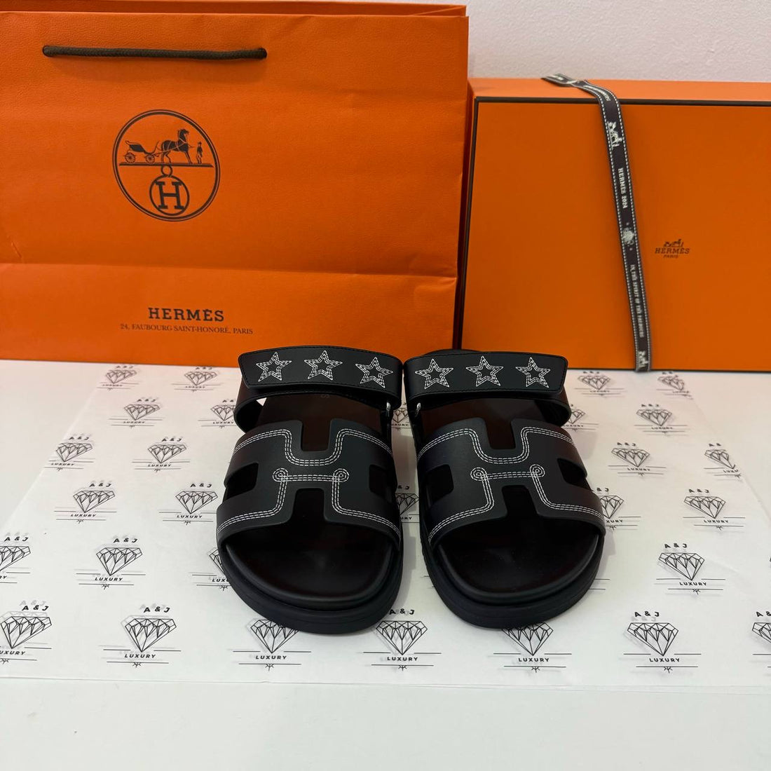 [BRAND NEW] Hermes Limited Edition Chypre Sandals in Black Size 37EU