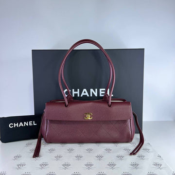 [PRE LOVED] Chanel Urban Essentials Small Shopping Tote in Burgundy Caviar Leather GHW (microchipped)