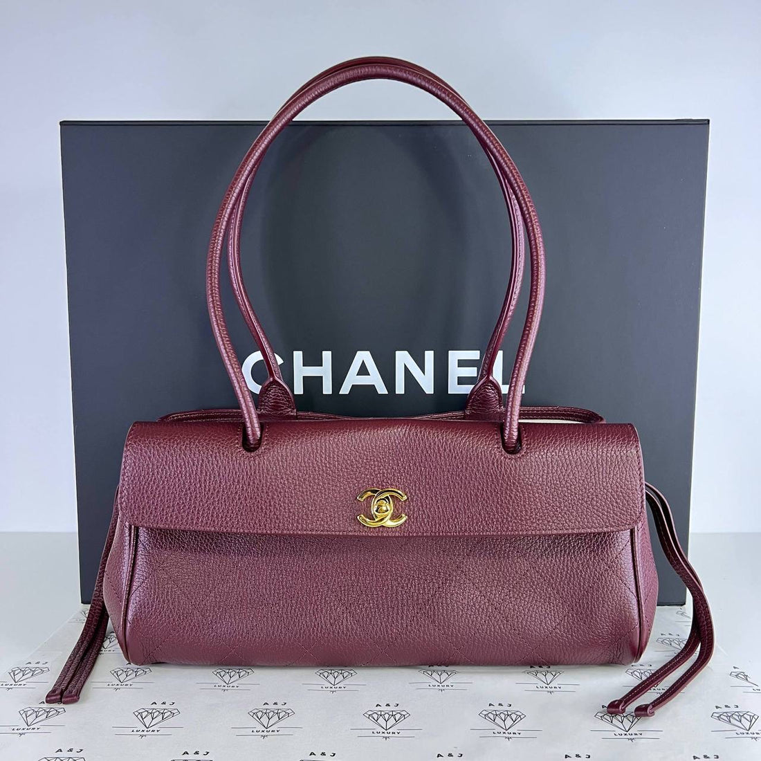[PRE LOVED] Chanel Urban Essentials Small Shopping Tote in Burgundy Caviar Leather GHW (microchipped)