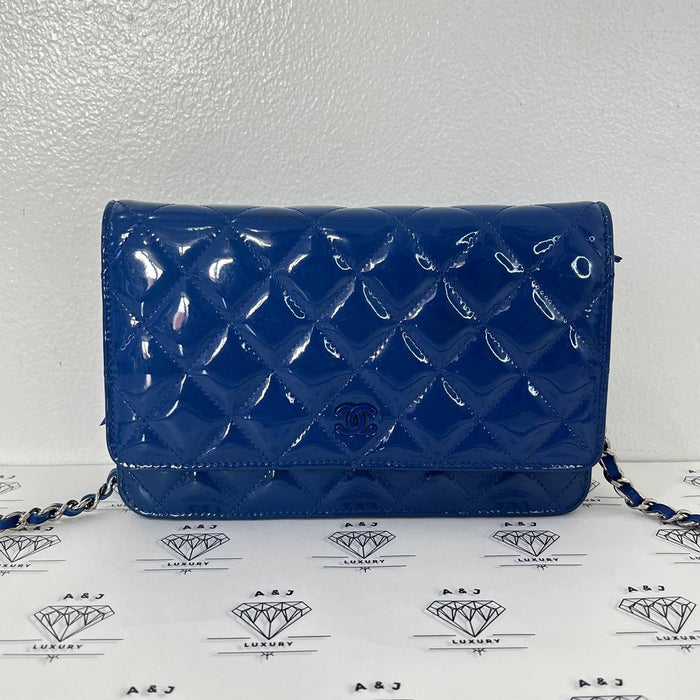 [PRE LOVED] Chanel Wallet on Chain in Blue Patent Leather SHW (Series 16)