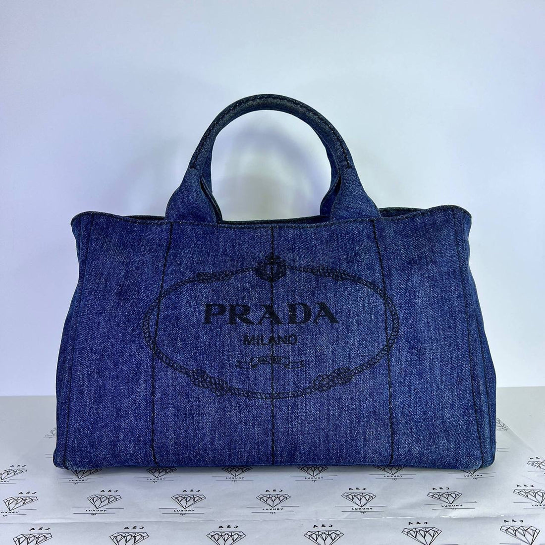 [PRE LOVED] Prada Medium Campana in Denim GHW