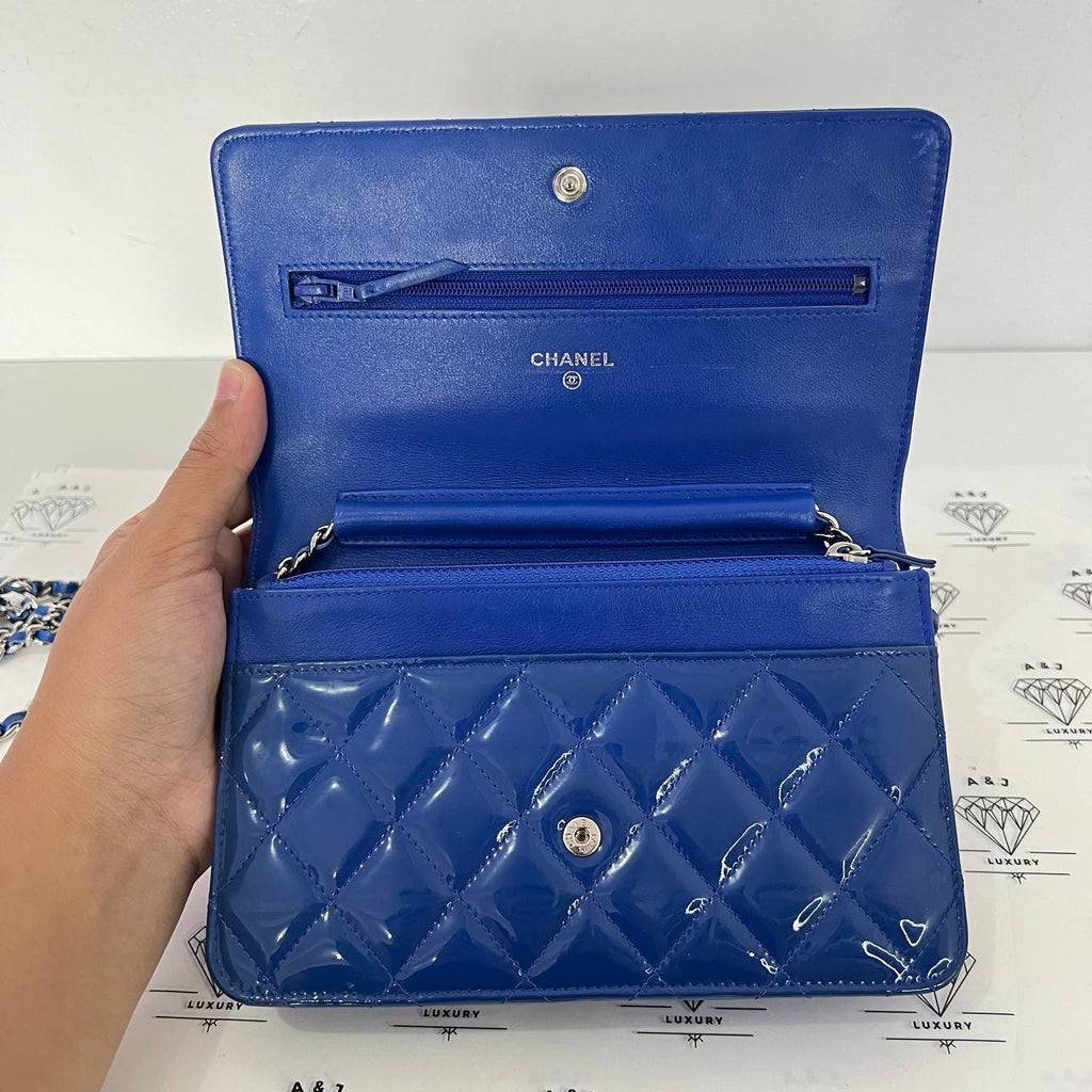 [PRE LOVED] Chanel Wallet on Chain in Blue Patent Leather SHW (Series 16)