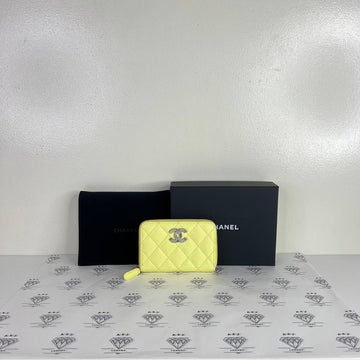 [PRE LOVED] Chanel Seasonal XL Zippy Cardholder in Yellow Caviar Leather SHW (microchipped)