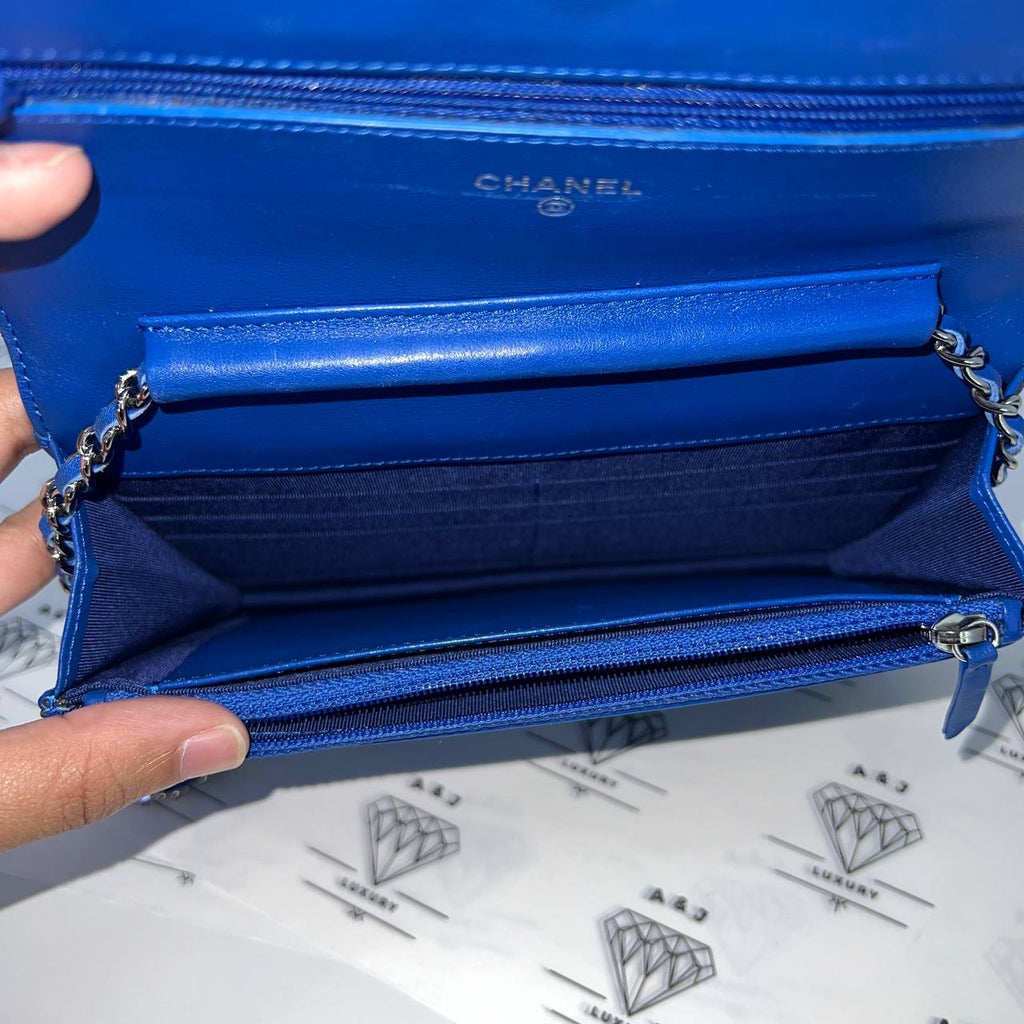 [PRE LOVED] Chanel Wallet on Chain in Blue Patent Leather SHW (Series 16)