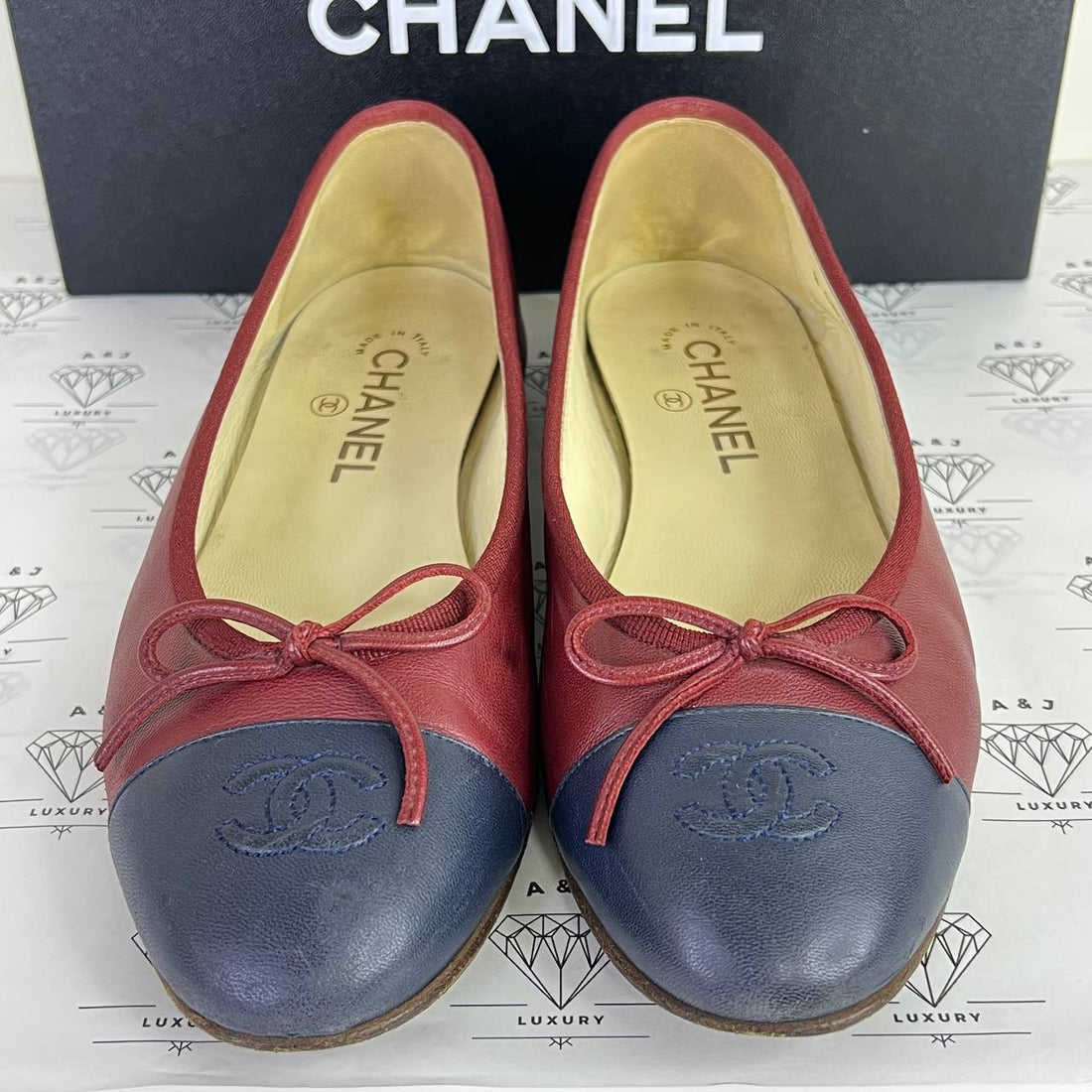 [PRE LOVED] Chanel Ballerina Flats in Red/Blue Size 39EU