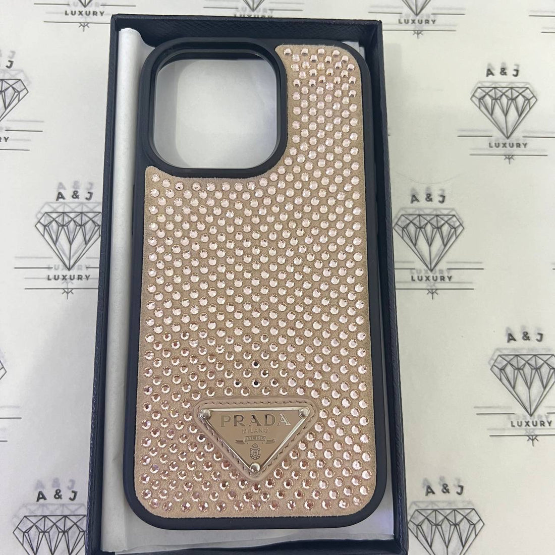 [PRE LOVED] Prada 14 Pro Phone Case in Pink Crystals