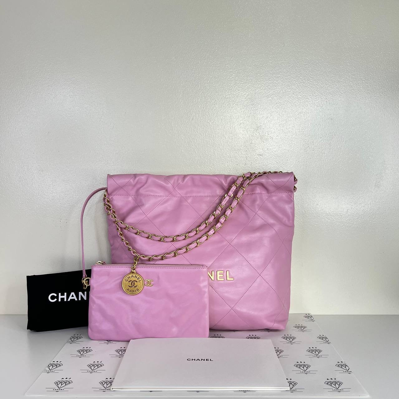[PRE LOVED] Chanel Small C22 in Pink Lambskin Leather GHW (microchipped)
