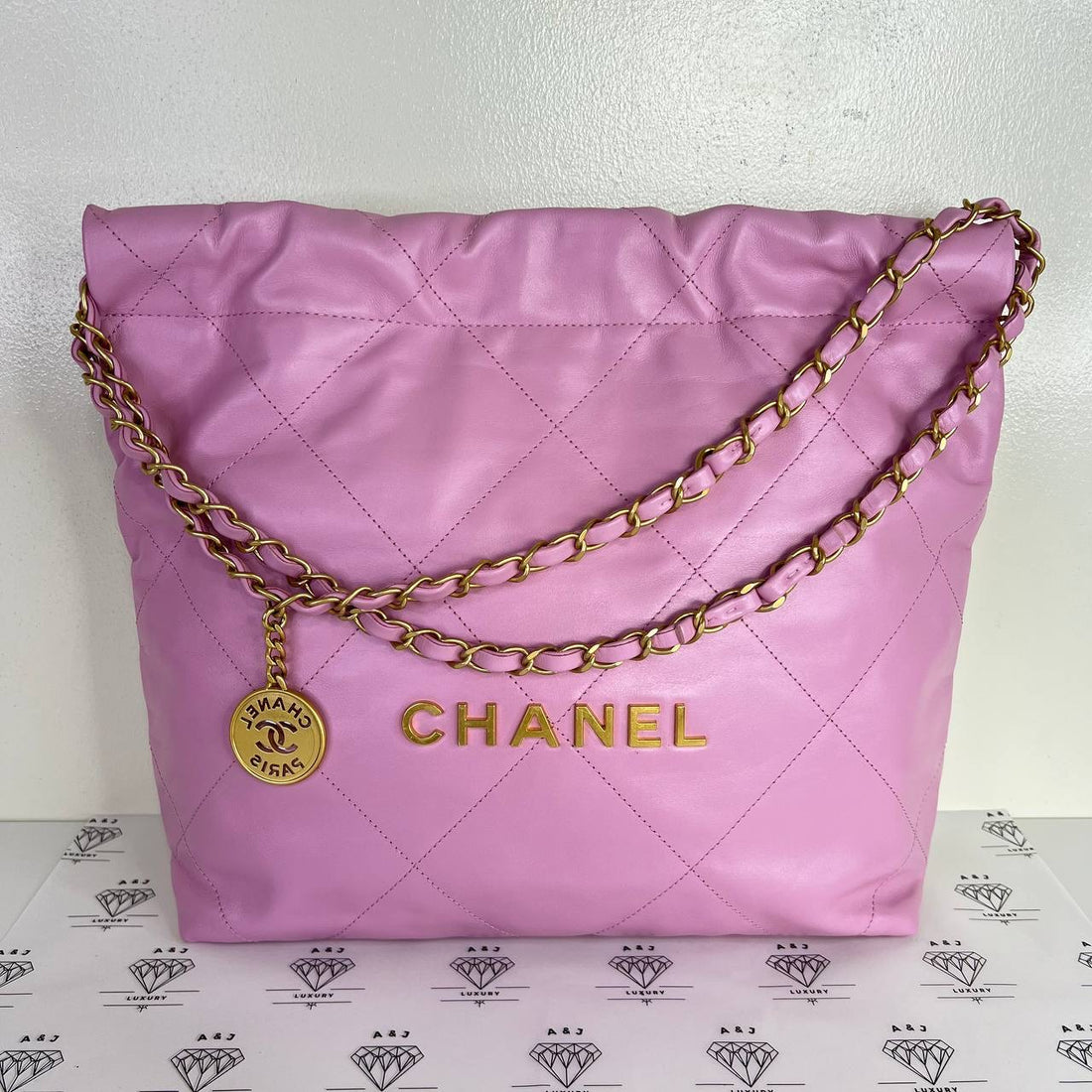[PRE LOVED] Chanel Small C22 in Pink Lambskin Leather GHW (microchipped)
