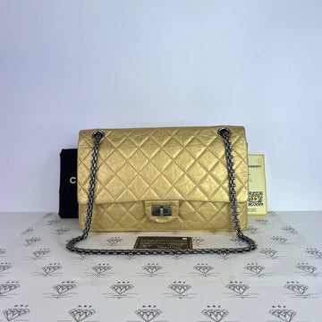 [PRE LOVED] Chanel Medium Reissue 226 in Gold Crinkled Calfskin Leather RHW (Series 12)