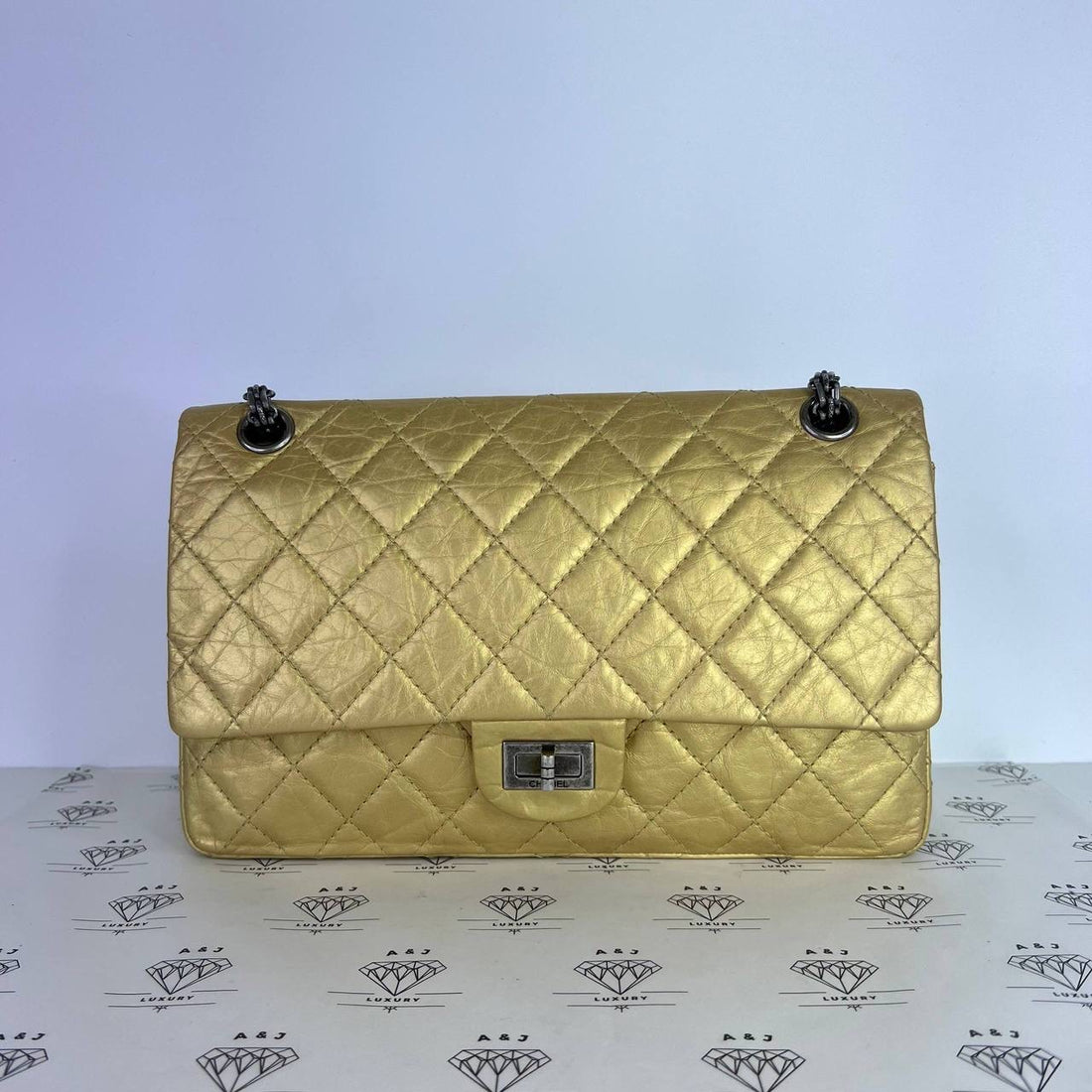 [PRE LOVED] Chanel Medium Reissue 226 in Gold Crinkled Calfskin Leather RHW (Series 12)