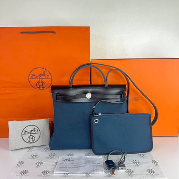 [PRE LOVED] Hermes Herbag Zip 31 in Bleu Ocean/Noir/Vert Fizz PHW (Stamp W - 2024)