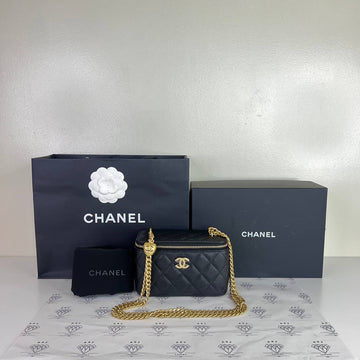 [PRE LOVED] Chanel Vanity Heart Crush Adjustable Strap in Black Caviar Leather GHW (microchipped)