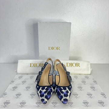 [PRE LOVED] Christian Dior Slingback Kitten Heels in Blue Size 37.5EU