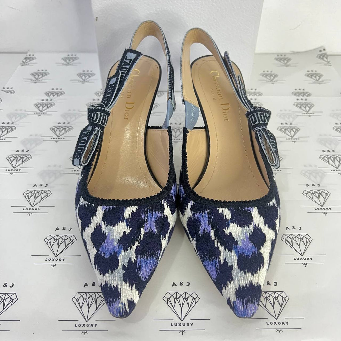 [PRE LOVED] Christian Dior Slingback Kitten Heels in Blue Size 37.5EU