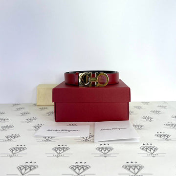 [PRE LOVED] Salvatore Ferragamo Gancini Reversible Belt in Red/Black GHW Size 75