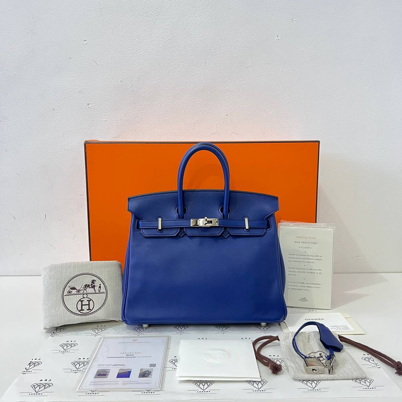 [PRE LOVED] Hermes Birkin 25 in Blue Saphir Swift Leather PHW (Stamp X - 2016)