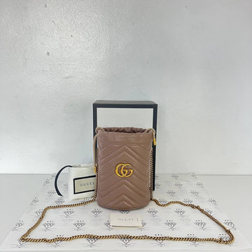 [PRE LOVED] Gucci Marmont Bucket Bag in Beige GHW