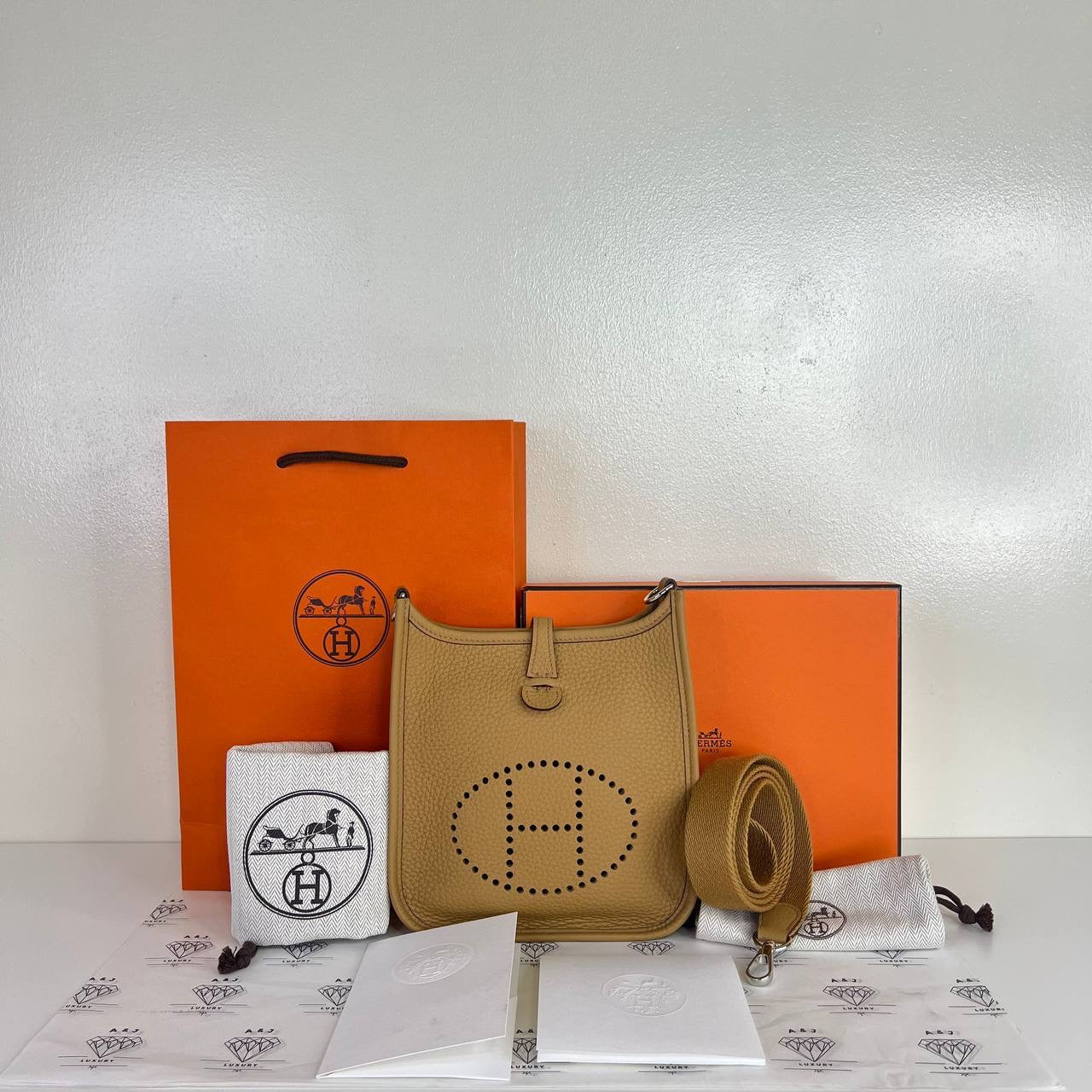 [PRE LOVED] Hermes Evelyne 16 (TPM) in Biscuit Clemence Leather PHW (Stamp W - 2024)