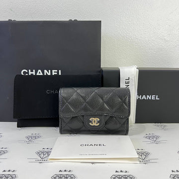 [BRAND NEW] Chanel Seasonal Flap Cardholder in Black Caviar GHW (microchipped)