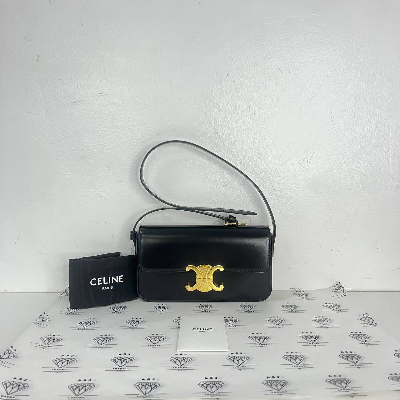 [BRAND NEW] Celine Claude Triomphe in Black GHW