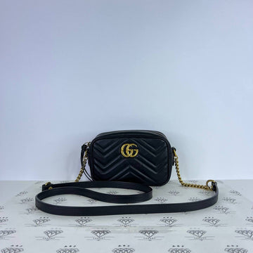 [PRE LOVED] Gucci Mini Marmont Camera Bag in Black GHW