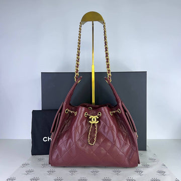 [PRE LOVED] Chanel Small C25 in Burgundy Caviar Leather Aged Gold HW (microchipped)