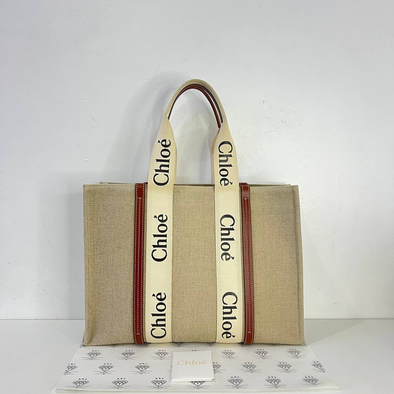 [PRE LOVED] Chloe Large Woody Tote Bag in Canvass